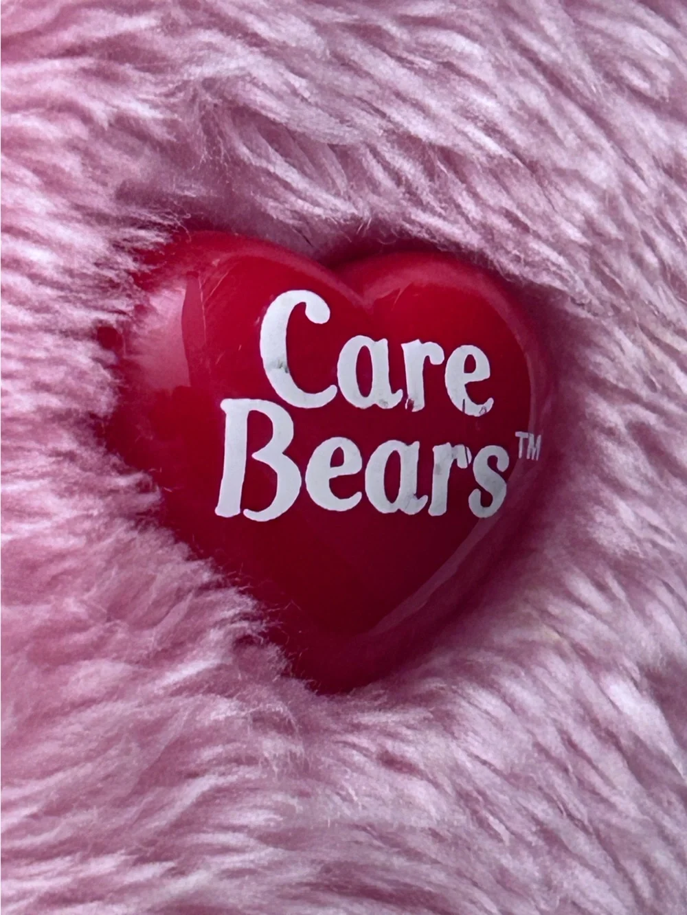 Care Bears Pink Plush Stuffed Bear with Rainbow Belly Emblem Heart Brand Logo
